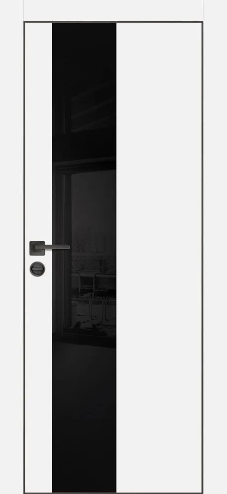 Фото Межкомнатная дверь PX-6 черная кромка с 4-х ст. Белый матовый